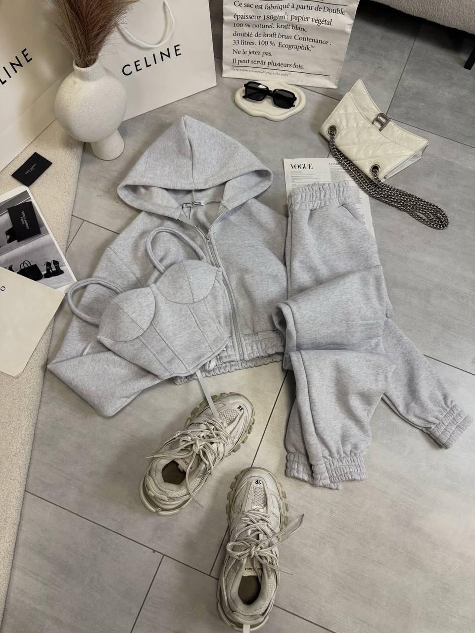 3'LÜ SET GRİ OVERSİZE TAKIM